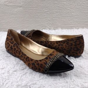 Victor Alfaro Zaharah Leopard Print Fabric Upper Pointed-Toe Slip On Flat Loafer